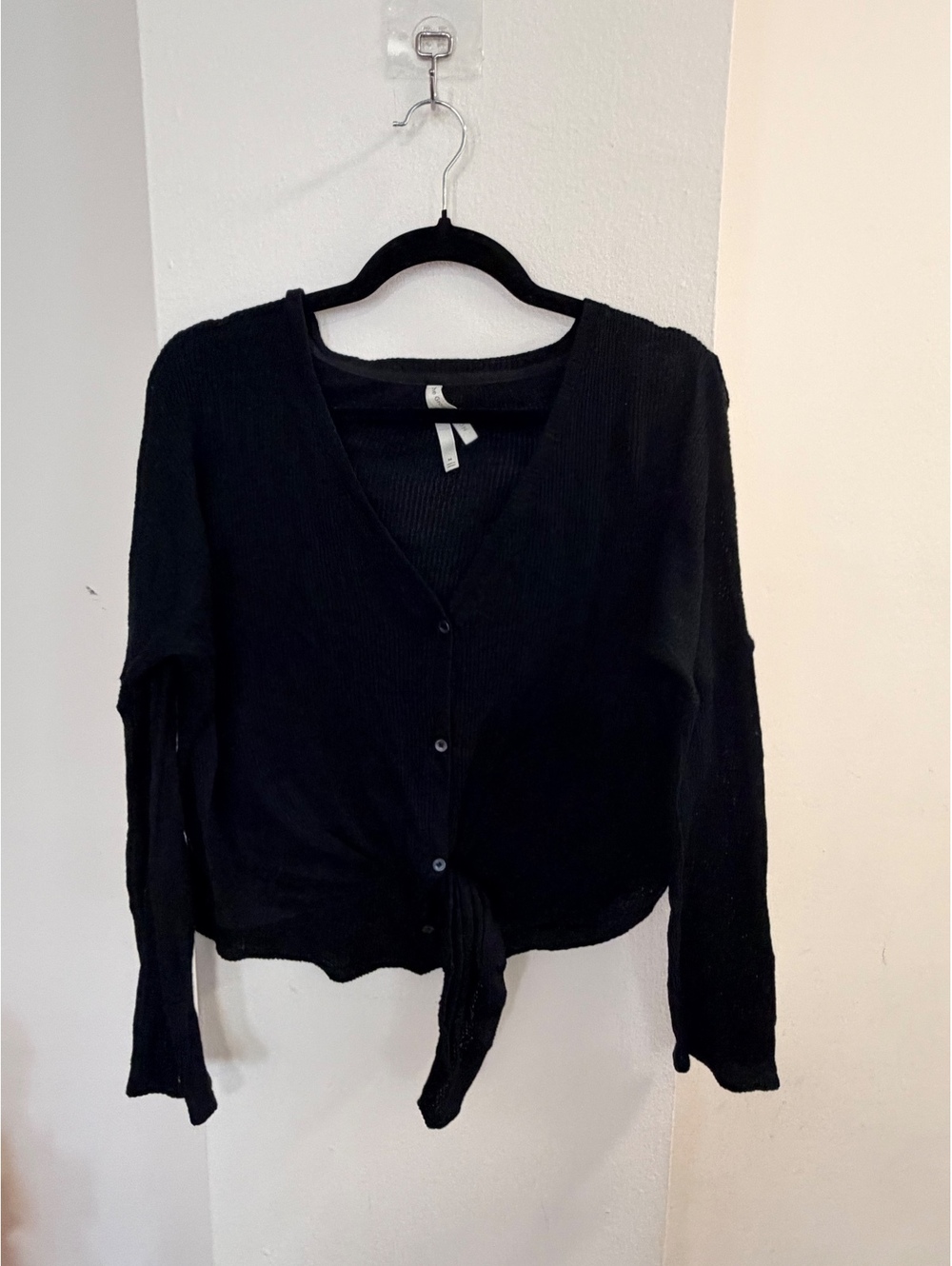 Aritzia The Group Babaton Black Sweater Tie Shirt Top Cardigan